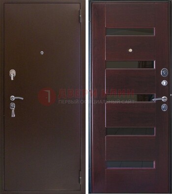 Темная железная дверь с зеркалом ДЗ-42 в Домодедово