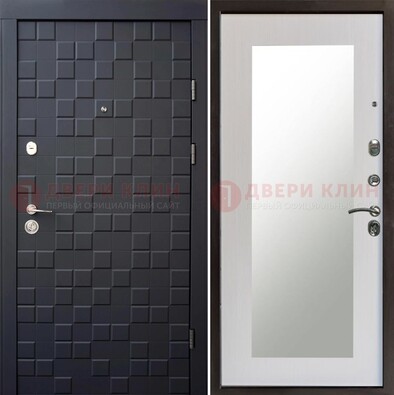 Черная стальная дверь МДФ и зеркалом ДЗ-50 в Домодедово