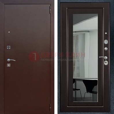 Металлическая дверь с порошковым напылением с МДФ и зеркалом ДЗ-61 в Кудрово