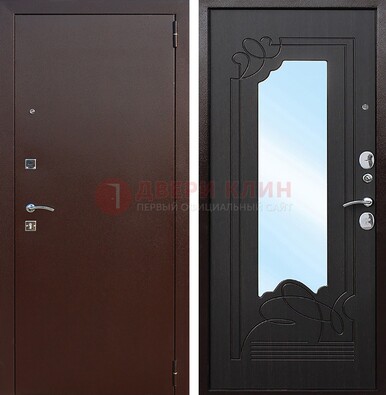 Входная дверь с порошковым напылением Медный антик/Венге с зеркалом ДЗ-64 в Кудрово