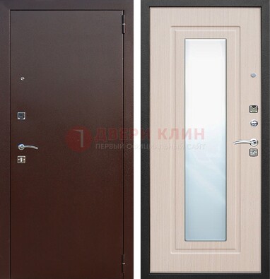 Входная дверь с порошковым покрытием филенчатой МДФ и зеркалом ДЗ-65 в Кудрово