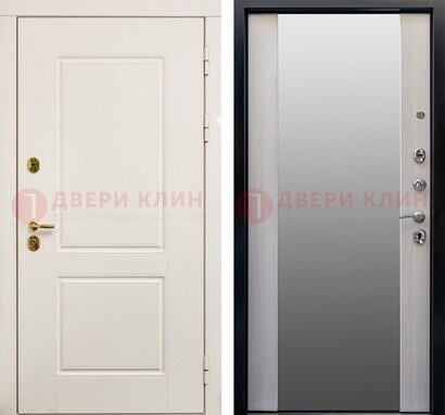 Белая стальная дверь с большим зеркалом ДЗ-73 в Балашихе