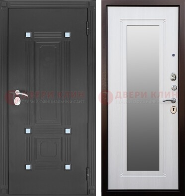 Стальная черная дверь МДФ с зеркалом ДЗ-76 в Домодедово