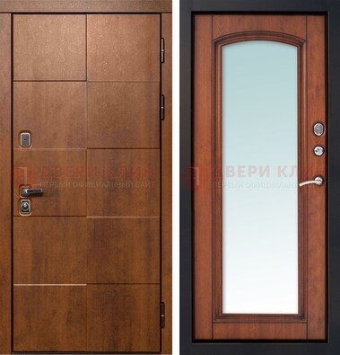 Белая филенчатая дверь с фрезерованной МДФ и зеркалом ДЗ-81 в Домодедово