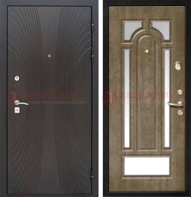 Темная металлическая дверь МДФ с различными зеркальными вставками внутри ДЗ-82 в Домодедово