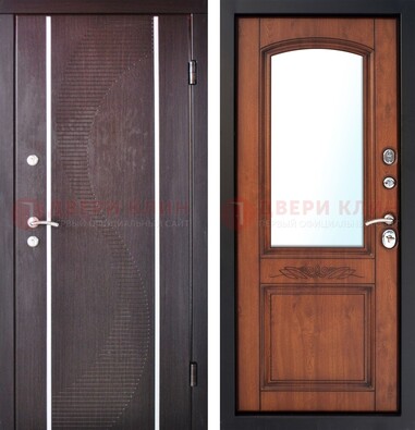 Входная дверь с МДФ и МДФ внутри с зеркалом ДЗ-88 в Домодедово