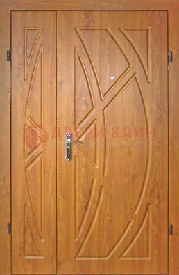 Полуторная металлическая дверь с МДФ золотой дуб ПЛ-17 в Домодедово