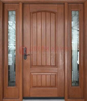Стальная дверь с массивом дуба и витражом для дома ВЖ-17 в Домодедово